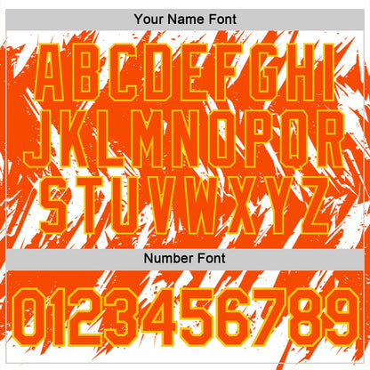 Custom White Orange-Yellow Torn Sharp Brush Stroke Splatter Performance T-Shirt