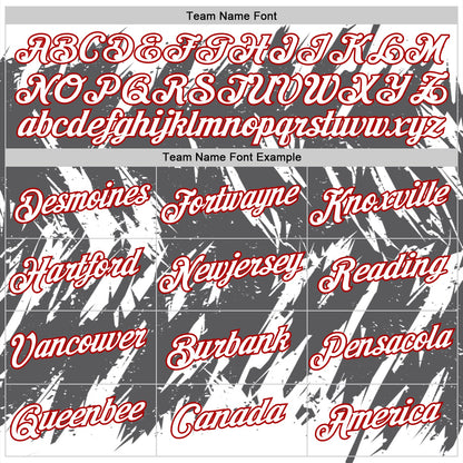 Custom White Steel Gray-Red Torn Sharp Brush Stroke Splatter Performance T-Shirt