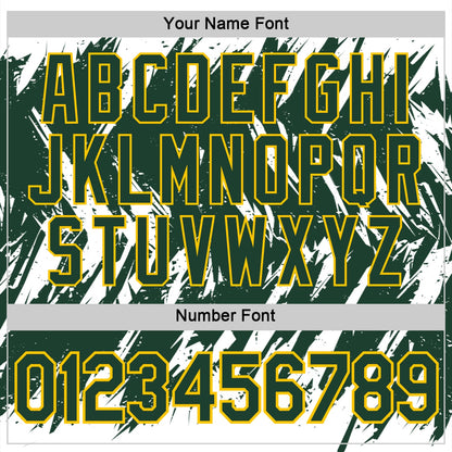 Custom White Green-Yellow Torn Sharp Brush Stroke Splatter Performance T-Shirt