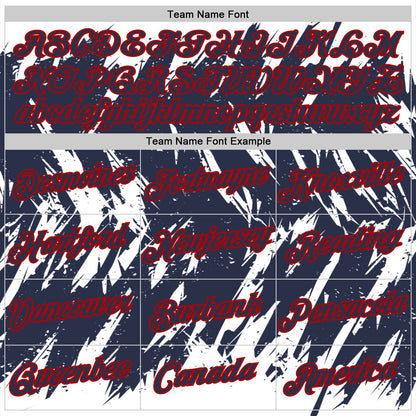 Custom White Navy-Red Torn Sharp Brush Stroke Splatter Performance T-Shirt