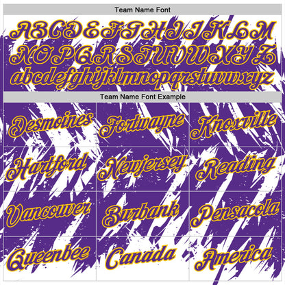 Custom White Purple-Yellow Torn Sharp Brush Stroke Splatter Performance T-Shirt