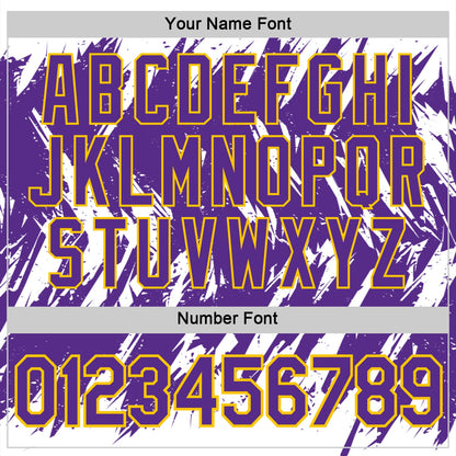 Custom White Purple-Yellow Torn Sharp Brush Stroke Splatter Performance T-Shirt