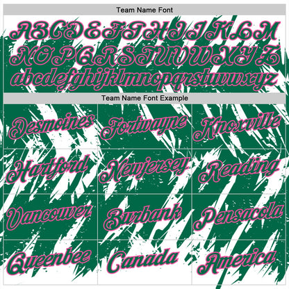 Custom White Kelly Green-Pink Torn Sharp Brush Stroke Splatter Performance T-Shirt