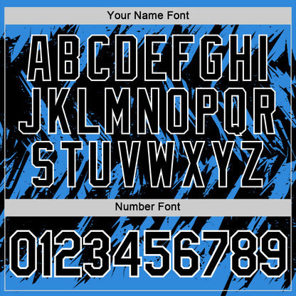 Custom Powder Blue Black-White Torn Sharp Brush Stroke Splatter Performance T-Shirt