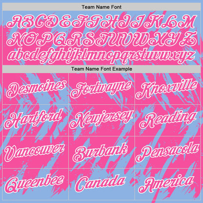 Custom Light Blue Pink-White Torn Sharp Brush Stroke Splatter Performance T-Shirt