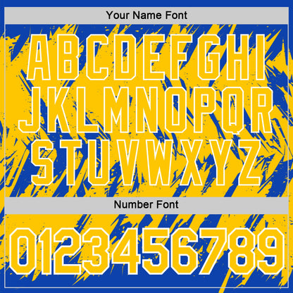 Custom Thunder Blue Yellow-White Torn Sharp Brush Stroke Splatter Performance T-Shirt
