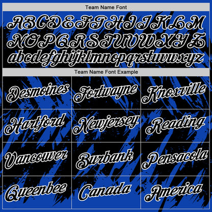 Custom Thunder Blue Black-White Torn Sharp Brush Stroke Splatter Performance T-Shirt