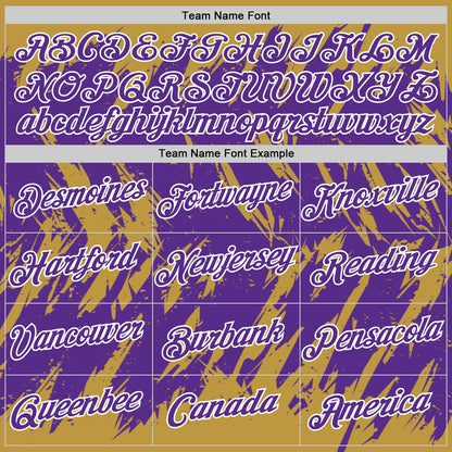 Custom Old Gold Purple-White Torn Sharp Brush Stroke Splatter Performance T-Shirt