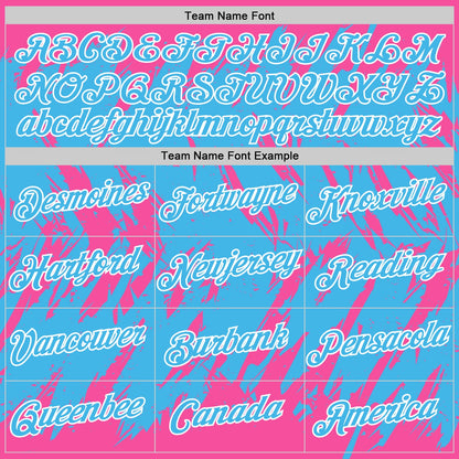 Custom Pink Sky Blue-White Torn Sharp Brush Stroke Splatter Performance T-Shirt
