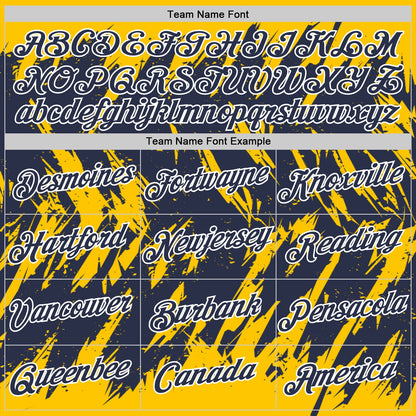 Custom Yellow Navy-White Torn Sharp Brush Stroke Splatter Performance T-Shirt