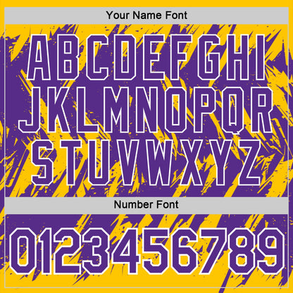 Custom Yellow Purple-White Torn Sharp Brush Stroke Splatter Performance T-Shirt