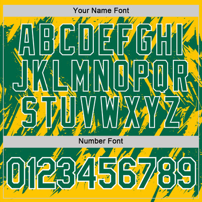 Custom Yellow Kelly Green-White Torn Sharp Brush Stroke Splatter Performance T-Shirt