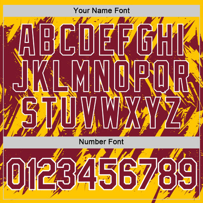Custom Yellow Crimson-White Torn Sharp Brush Stroke Splatter Performance T-Shirt