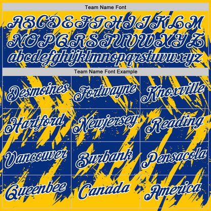 Custom Yellow Royal-White Torn Sharp Brush Stroke Splatter Performance T-Shirt