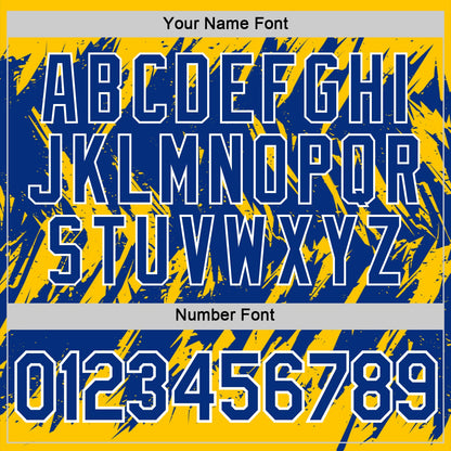Custom Yellow Royal-White Torn Sharp Brush Stroke Splatter Performance T-Shirt
