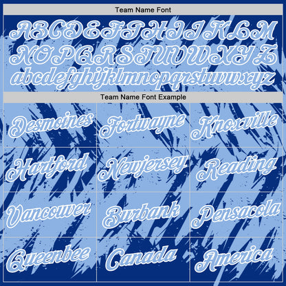 Custom Royal Light Blue-White Torn Sharp Brush Stroke Splatter Performance T-Shirt