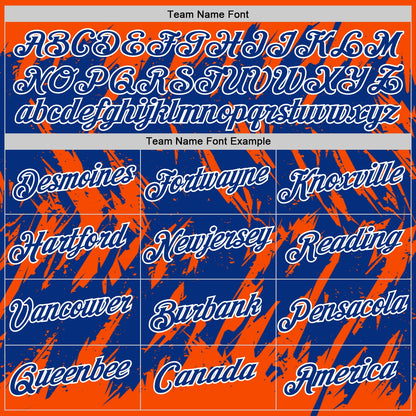 Custom Orange Royal-White Torn Sharp Brush Stroke Splatter Performance T-Shirt