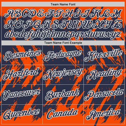 Custom Orange Navy-White Torn Sharp Brush Stroke Splatter Performance T-Shirt