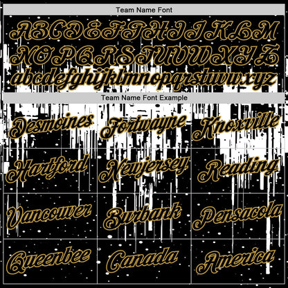 Custom Black White-Old Gold Dripping Splatter Paint Performance T-Shirt