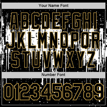 Custom Black White-Old Gold Dripping Splatter Paint Performance T-Shirt