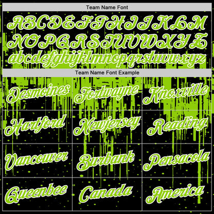 Custom Black Neon Green-White Dripping Splatter Paint Performance T-Shirt