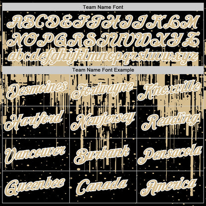 Custom Black Vegas Gold-White Dripping Splatter Paint Performance T-Shirt