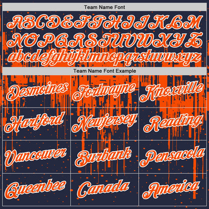 Custom Navy Orange-White Dripping Splatter Paint Performance T-Shirt