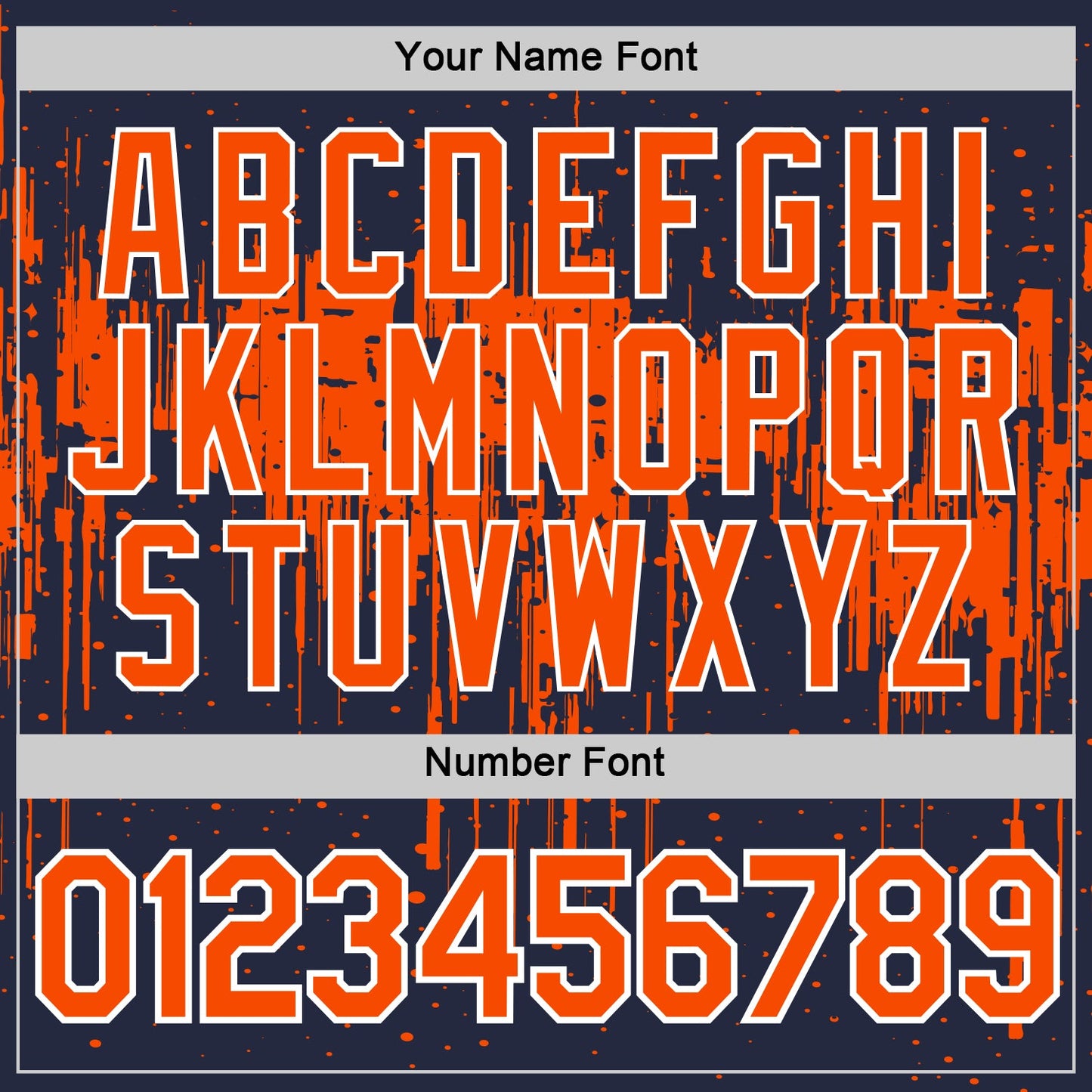 Custom Navy Orange-White Dripping Splatter Paint Performance T-Shirt