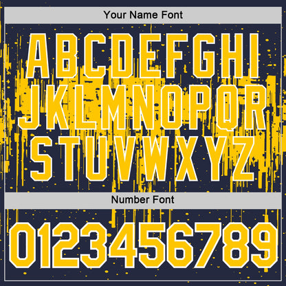 Custom Navy Yellow-White Dripping Splatter Paint Performance T-Shirt