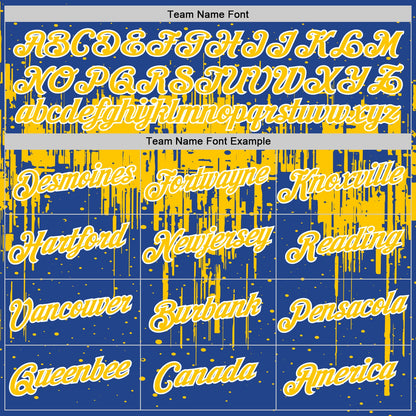Custom Royal Yellow-White Dripping Splatter Paint Performance T-Shirt
