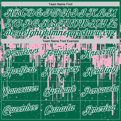 Custom Kelly Green Light Pink-White Dripping Splatter Paint Performance T-Shirt