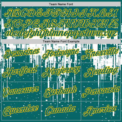 Custom Teal White-Yellow Dripping Splatter Paint Performance T-Shirt