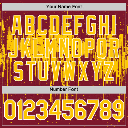 Custom Crimson Yellow-White Dripping Splatter Paint Performance T-Shirt