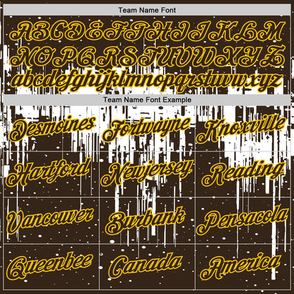 Custom Brown White-Yellow Dripping Splatter Paint Performance T-Shirt