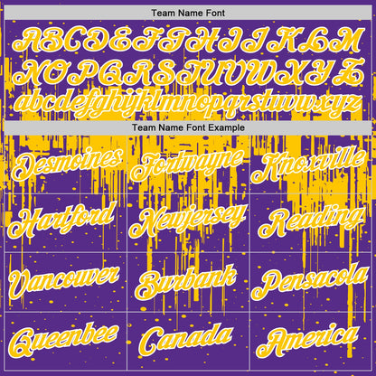 Custom Purple Yellow-White Dripping Splatter Paint Performance T-Shirt