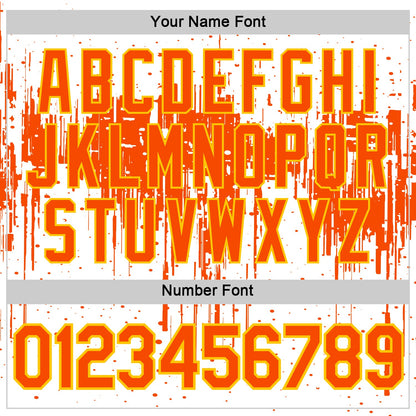 Custom White Orange-Yellow Dripping Splatter Paint Performance T-Shirt