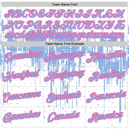 Custom White Light Blue-Pink Dripping Splatter Paint Performance T-Shirt
