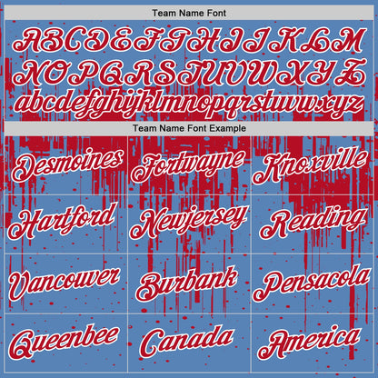Custom Light Blue Red-White Dripping Splatter Paint Performance T-Shirt