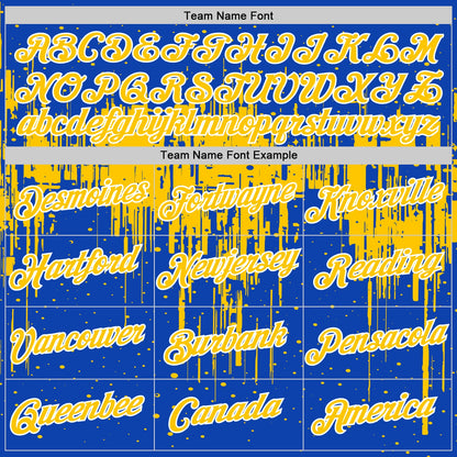 Custom Thunder Blue Yellow-White Dripping Splatter Paint Performance T-Shirt