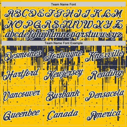 Custom Yellow Navy-White Dripping Splatter Paint Performance T-Shirt
