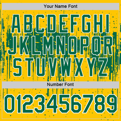 Custom Yellow Kelly Green-White Dripping Splatter Paint Performance T-Shirt