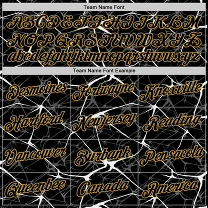 Custom Black White Gray-Old Gold Abstract Network Crackle Performance T-Shirt