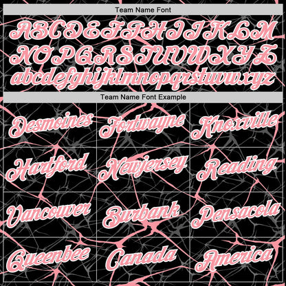 Custom Black Medium Pink Gray-White Abstract Network Crackle Performance T-Shirt