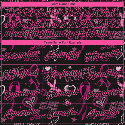 Custom Black Pink 3D Pattern Design Pink Ribbon Breast Cancer Awareness Month Women Health Care Support Performance T-Shirt