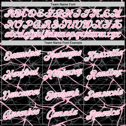 Custom Black Light Pink Gray-White Abstract Network Crackle Performance T-Shirt