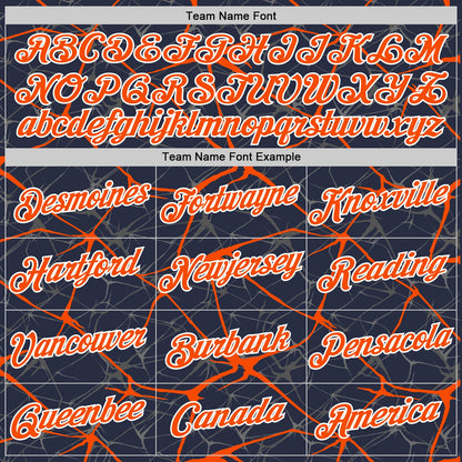 Custom Navy Orange Gray-White Abstract Network Crackle Performance T-Shirt