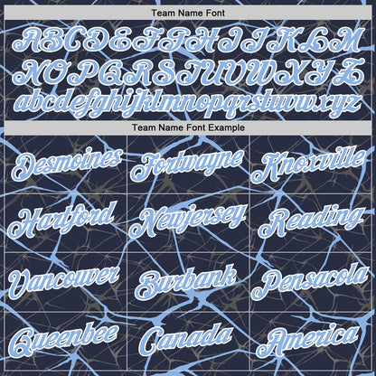 Custom Navy Light Blue Gray-White Abstract Network Crackle Performance T-Shirt
