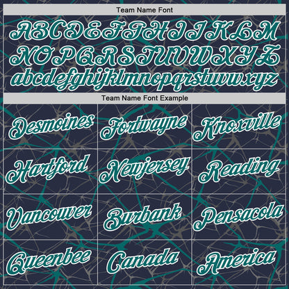 Custom Navy Teal Gray-White Abstract Network Crackle Performance T-Shirt