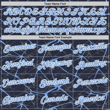 Custom Navy Powder Blue Gray-White Abstract Network Crackle Performance T-Shirt