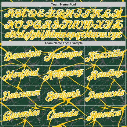 Custom Green Yellow Gray-White Abstract Network Crackle Performance T-Shirt